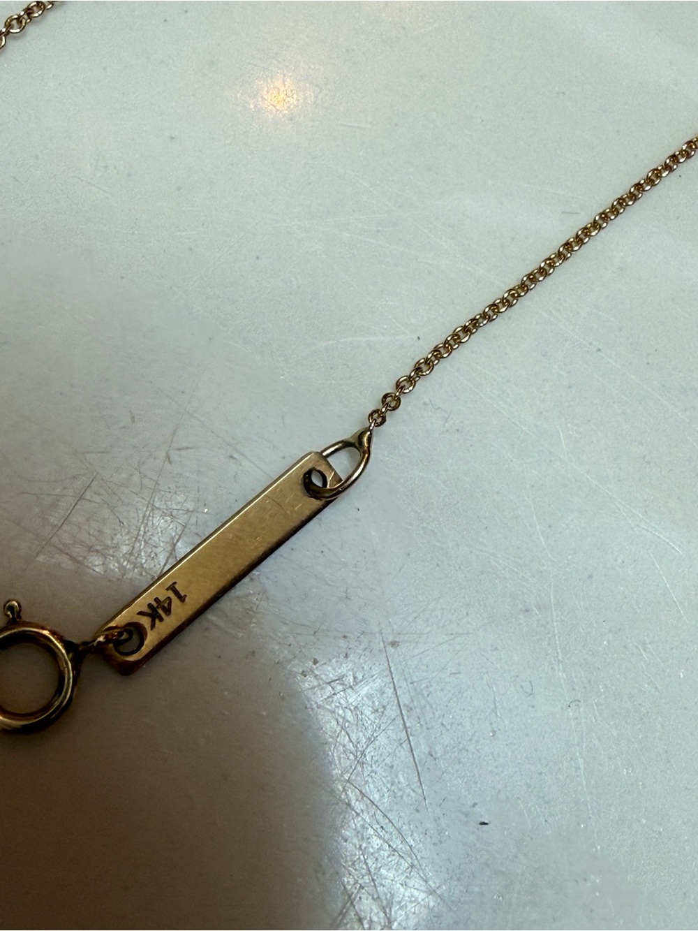 Zoe Chicco 14k gold and 2” pave diamond bar necklace 18”. - Picture 4 of 8